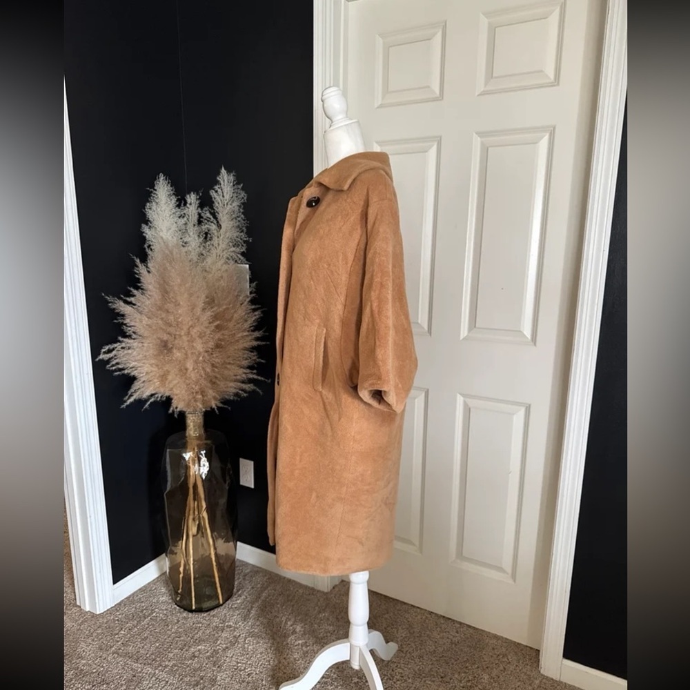 Victor Alfaro Rabbit Hair Wool Luxury Blend Coat Womens Tan Brown
size Large - Picture 3 of 12